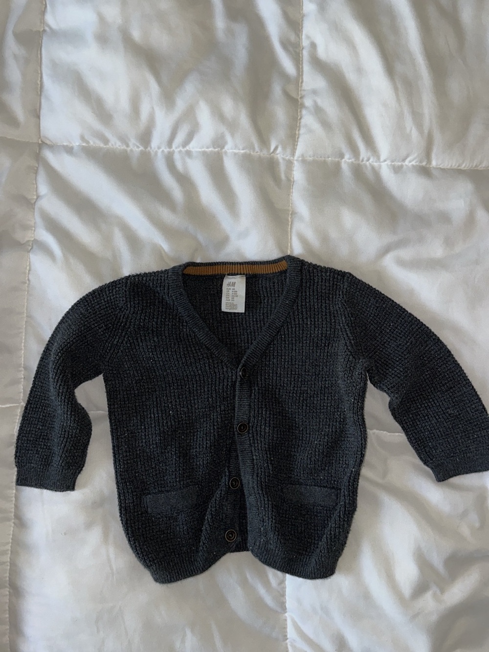 H&M Dark Gray Knit Button-Up Cardigan with Pocket Details